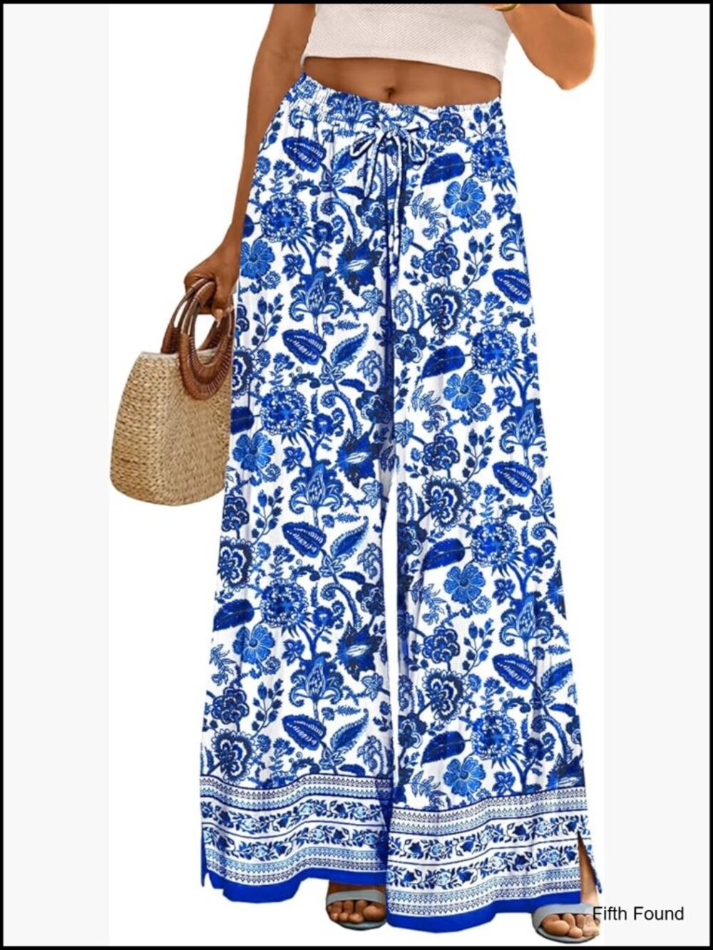 Flowy Wide Leg Palazzo Pants with Pockets High Rise Elastic Waist